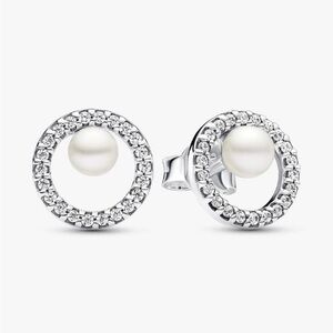 Pandora Treated Freshwater Cultured Pearl & Pavé Halo Stud Earrings